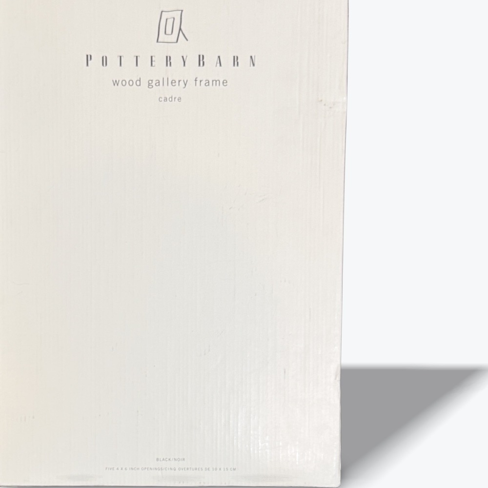 Pottery Barn Wood Gallery Frame Black 5 Opening 4x6 Collage Wall 28x11 Open Box‎